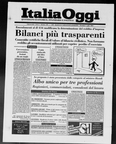 Italia oggi : quotidiano di economia finanza e politica